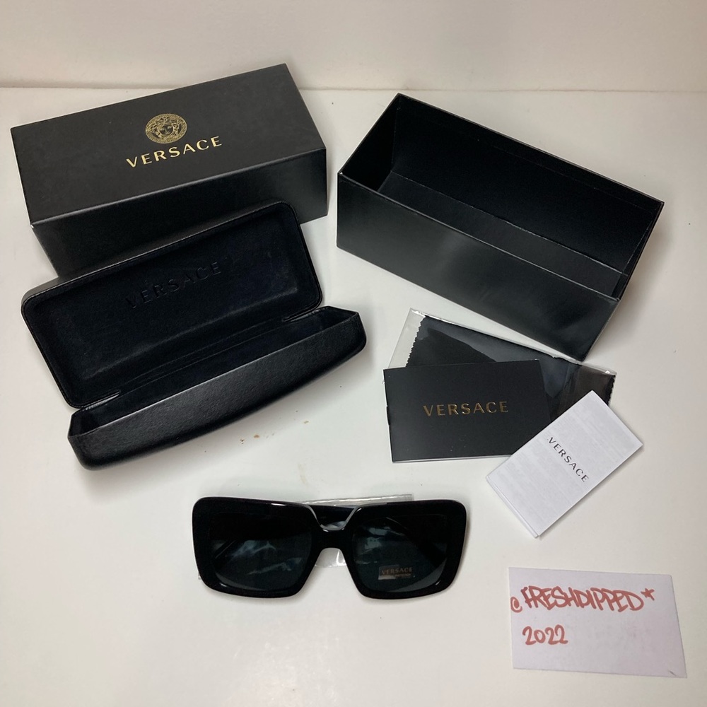 NWT WOMENS VERSACE SUNGLASSES VE4384B BLACK WITH HARD CASE & LENS CLOTH - Picture 8 of 14